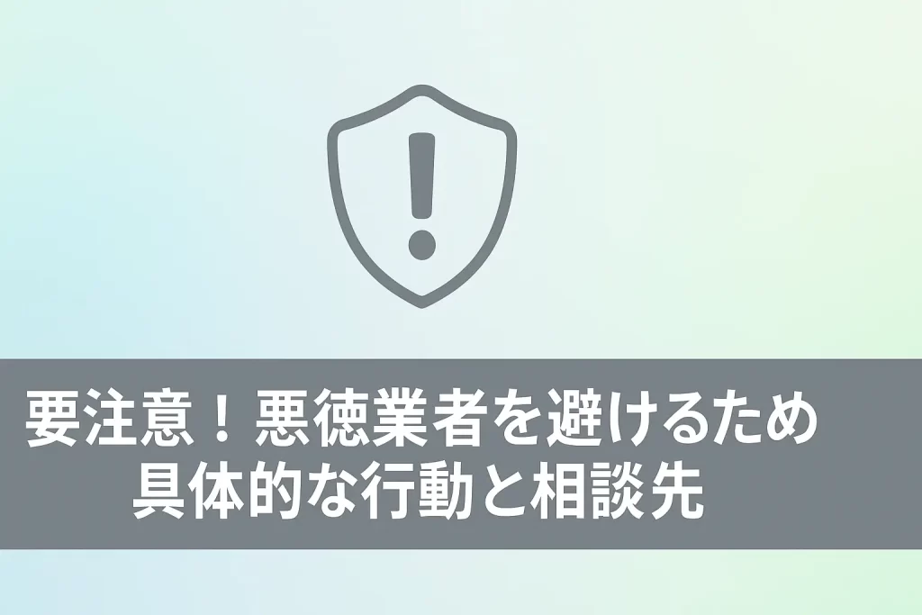 要注意！悪徳業者を避けるための具体的な行動と相談先